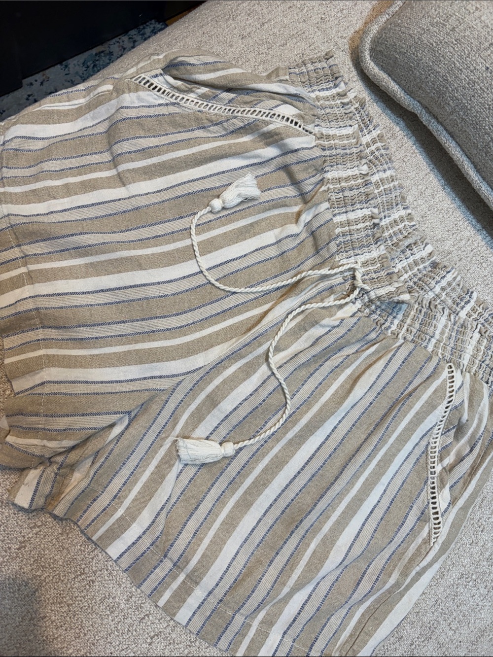 Briggs New York Teal, Pink & Cream Striped Drawstring Shorts Duo - Picture 5 of 6